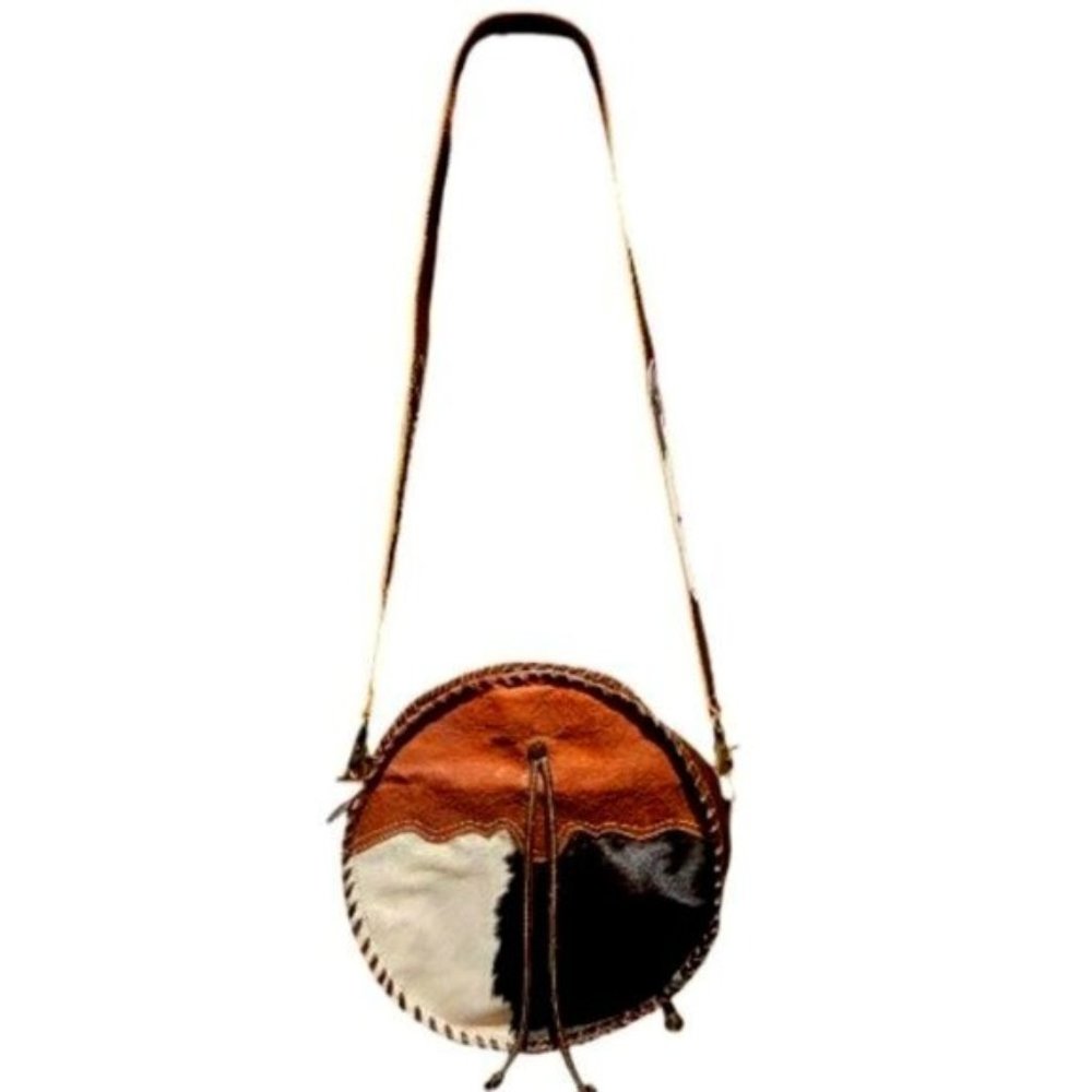 HOPOFLY Crescent Leather & Hairon Canteen Western Bag  -  JH-10012